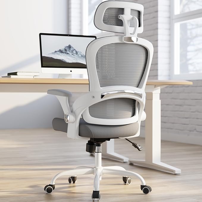 TRALT Office Chair - Ergonomic Office Chair with Back Support, Computer Chair - Home Office Desk Chairs, 330lbs Wide Seat Big and Tall Office Chairs with Headrest, Comfy Desk Chairs (Grey)-DeskLoop Office