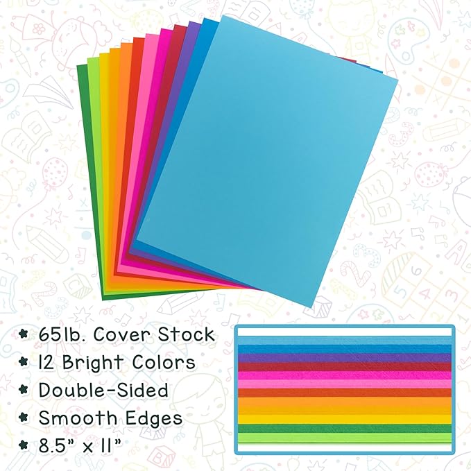 Hygloss Light Blue Bright Colored Cardstock - 8.5x11-Inch, 90 Sheets, 65 lb/ 176 gsm, Fade-Resistant, Acid-Free Color Card Stock Paper-DeskLoop Office