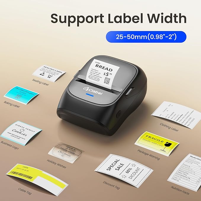 CLABEL 221B Label Maker Machine with Tape, 2 Inch Thermal Label Printer, Portable Bluetooth Sticker Maker Machine Barcode Labeler Compatible with Phone & PC for Small Business Retail Office-DeskLoop Office