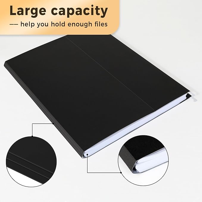 SUNEE 25 Pack Hanging File Folders, Black Folders, Hanging File Folders Letter Size with 1/5-cut Tabs, Stay Organized for Your Home and Office Bulk File and Documents-DeskLoop Office