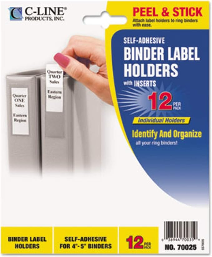 C-Line Self-Adhesive Ring Binder Label Holders, Top Load, 2.25 x 3.63 - Image 3