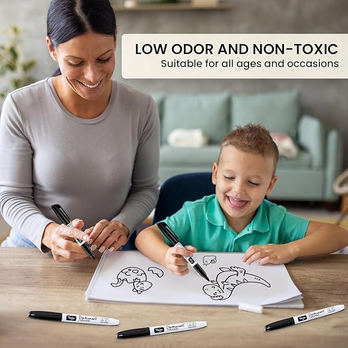 Permanent Markers Fine Tip, 30 Pack Black Quick-Drying and Fade-Resistant Permanent Markers Bulk Set for Writing and Drawing on Wood, Plastic, Metal, Glass, Stone, Ideal for Office School Supplies-DeskLoop Office