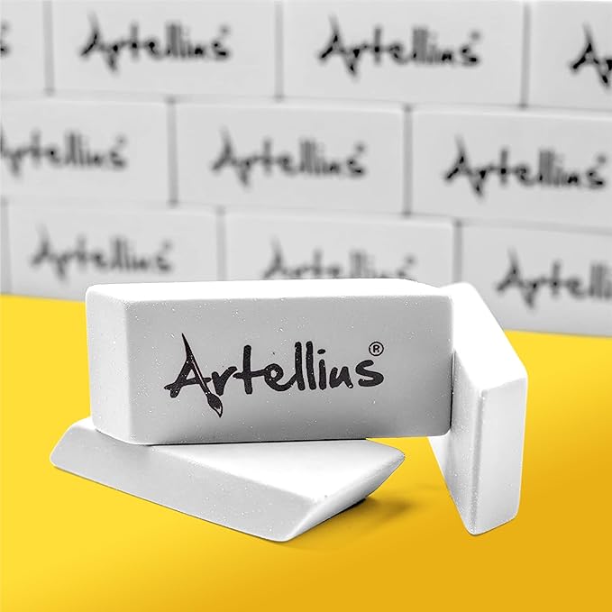 Artellius White Erasers - Large Size Latex & Smudge Free - Bulk School Supplies for Classrooms, Drawing, Teachers, Homeschool, Office, Art Class - Pack of 100 - Teacher Supplies-DeskLoop Office