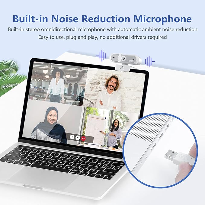NexiGo N660P 1080P 60FPS Webcam with Software Control, Dual Microphone & Cover, Autofocus, HD USB Computer Web Camera, for OBS/Zoom/Skype/FaceTime/Teams/Twitch, White-DeskLoop Office