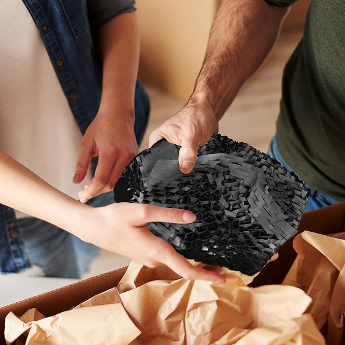Black Honeycomb Packing Paper for Moving Breakables, 15 Inch x 100 Feet. Fragile Shipping Supplies. Perforated Packing Materials for Fragile Items. Moving Paper Wrap. Eco Friendly Packaging-DeskLoop Office