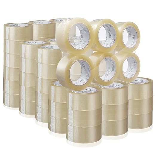Sure-Max Premium Carton Packing Tape 1.8 mil 330 Feet (110 Yards) - Clear - 2 Cases (72 Rolls Total)-DeskLoop Office