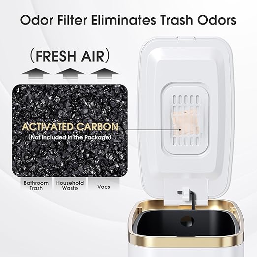 CEROELDA Small Bathroom Trash Can with Lid Soft Close-5L/1.3 Gal Slim Garbage Can-Metal Step Wastebasket-Rectangle Narrow Waste Bin for Office, Bedroom, Toilet, Live Room-White-DeskLoop Office