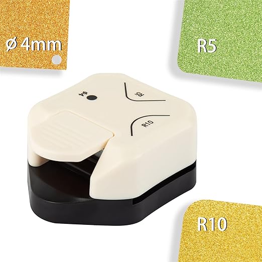 QIQQIKIN Corner Hole Punch 4mm Circle Cutter Punch +R5mm+R10mm 3-Way Corner Rounder Paper Punch,Cardstock,Laminator,Photocards,Scrapbooking,Die Cuts for Card Making,Junk Journal Supplies Clearance-DeskLoop Office