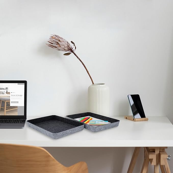 Welaxy 2-piece Office desk drawer organizer tray letter-size documents paper book file Folder Holder storage bins ( Charcoal )-DeskLoop Office