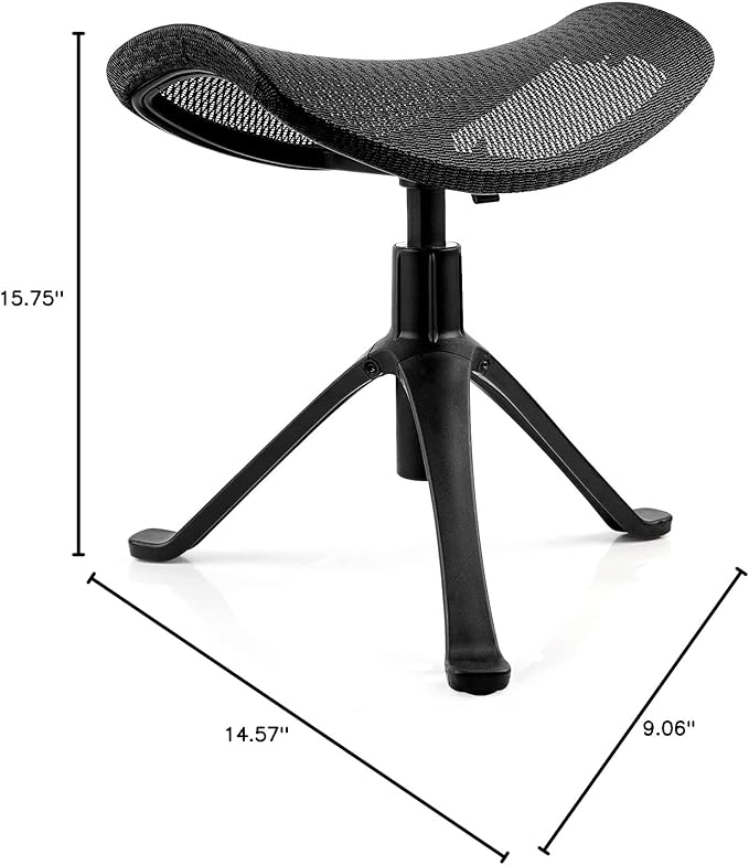 Footrest for Desk Adjustable Height 2-in-1 Function Rotatable Ergonomic Under Desk Footrest Ottoman Stool Rolling Leg Rest for Home Office (Black)-DeskLoop Office