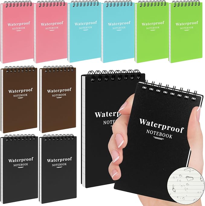 12 Pack 3x5" Waterproof Mini Notebook, Top Spiral Small Notepad - Image 8