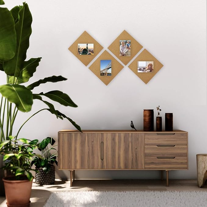 Cork Board Tiles 12"x12" - 1/2" Thick 5 Pack Cork Board Square Bulletin Boards Self Adhesive Corkboards for Walls Pin Boards Corkboards for Office Home School Decor-DeskLoop Office