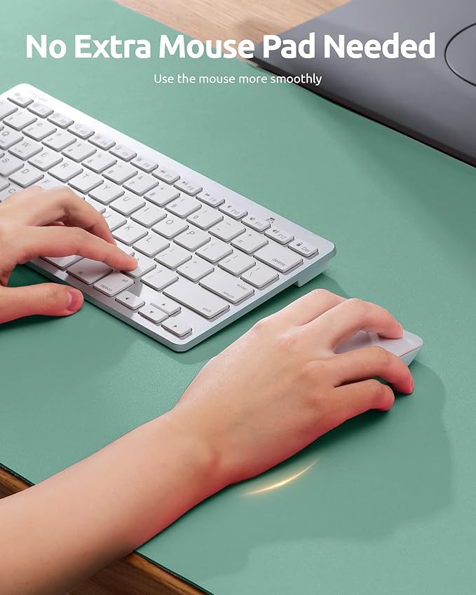 YSAGi Leather Desk Protector, Office Mat, Large Mouse Mat, Non-Slip PU Leather Blotter, Laptop Desk Mat, Waterproof Writing Pad for Office and Home (Green-Blue, 31.5" x 15.8")-DeskLoop Office