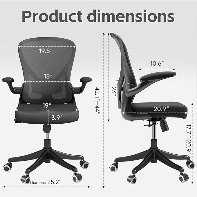 Desk Office Chairs Computer Mesh Chair Executive Chair with Lumbar for Home & Office (03BLACK)-DeskLoop Office