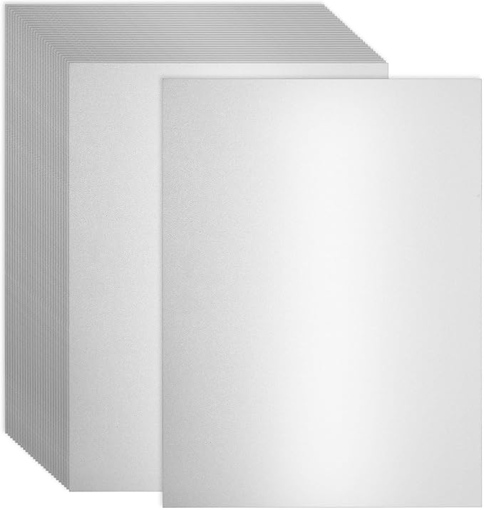 120 Sheets Silver Shimmer Cardstock 8.5 x 11 Inch Metallic Paper, 250gsm/92lb Double Sided Silver Card Stock Pearlescent Paper for Invitations, Certificates, Crafts, DIY Cards-DeskLoop Office