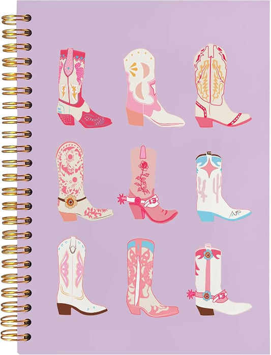 BearCake Cowgirl Boot Notebook, Cowgirl Stuff, Cowgirl Gifts, Western Office Supplies, Western Stuff for Women, Boho Western Notebook Journal 5.5x8.3 purple-DeskLoop Office