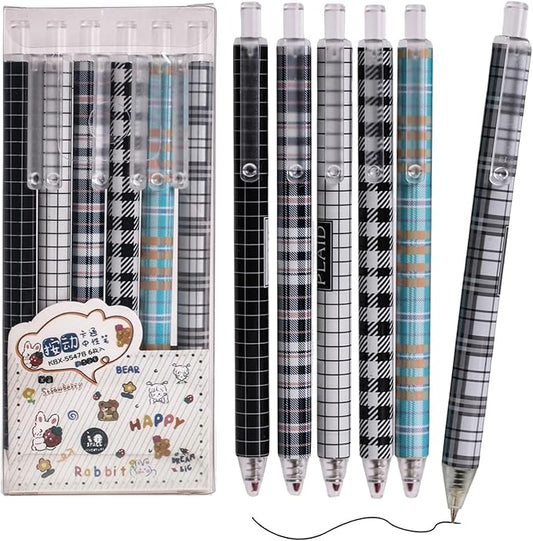 XIUSHE 12PCS Comfortable Writing Pens Retractable Gel Pens Novelty Pretty Journaling Pens,Black Ink Medium Point 0.5mm Gift School Supplies Office Party Birthday Gifts (Stripe,12)-DeskLoop Office
