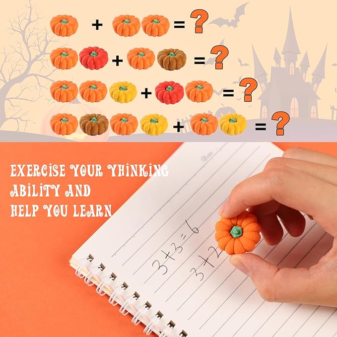 44Pcs 3D Pumpkin Erasers Bulk, Halloween Fall Mini Erasers for Student Classroom Prizes, Game Reward,Treasure Box,Trick or Treats, Goody Bag Filler,Party Favors (44PCS)-DeskLoop Office