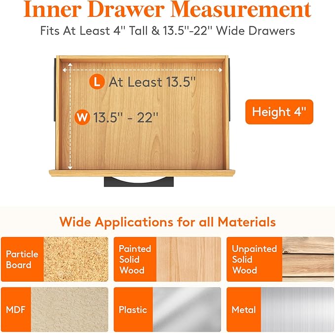 Lifewit 8 Pack Drawer Dividers Plastic 4" High, 13.5-22" Adjustable Drawer Organizers for Clothes, Expandable Dresser Separators in Bedroom/Bathroom/Kitchen/Fridge/Office Organization and Storage-DeskLoop Office