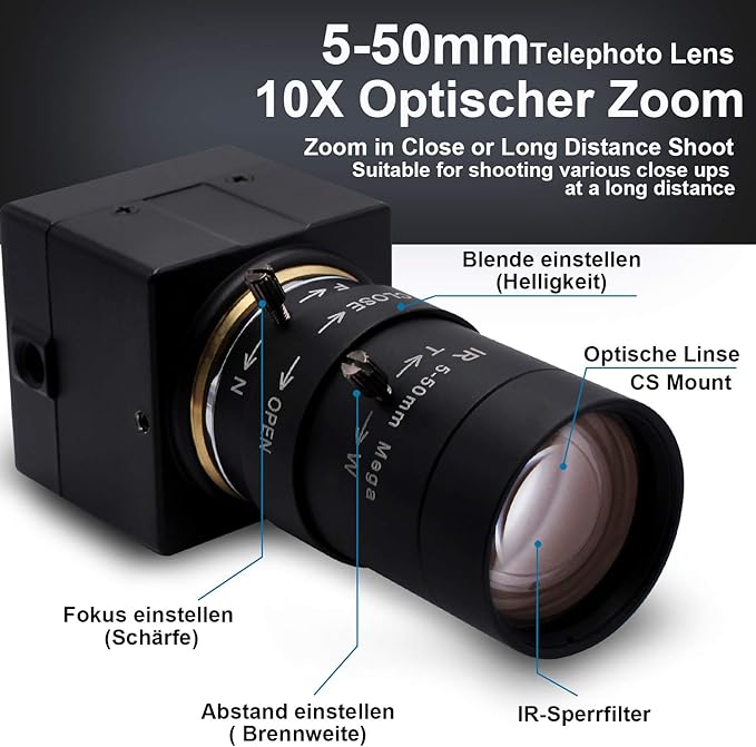 SVPRO 10X Optical Zoom USB Camera with 5-50mm Manual Lens, HD Webcam 5MP Portable Video Camera with Aptina MI5100 Sensor,Desktop Computer Camera for Online Class/Video Conference-DeskLoop Office