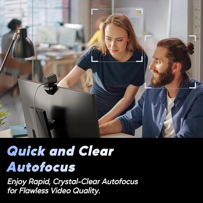 Nisheng 4K Webcam, AutoFocus USB Camera with Dual AI Noise-Cancelling Mics, 4K Webcam for PC with Privacy Cover, Plug & Play Web Camera for Zoom/Teams/Meet/Xbox/OBS-DeskLoop Office