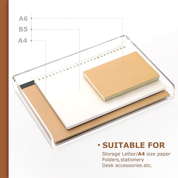 2 Pack- Stackable Paper Letter Tray, A4 File Tray Desk Organizer, Acrylic Desk Organizers and Accessories Sorter, Clear Workspace Office Supplies Organizers, 12.4inx8.86inx3.46in-DeskLoop Office
