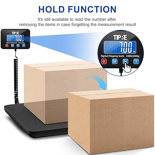 Digital Shipping Postal Scale 440lb/0.5oz Accuracy! Lightweight Carbon Fibre Commercial Weight Scale for Package, Small Business, Mail, Warehouse, Home, Luggage, Battery&Charging Cable Included-DeskLoop Office