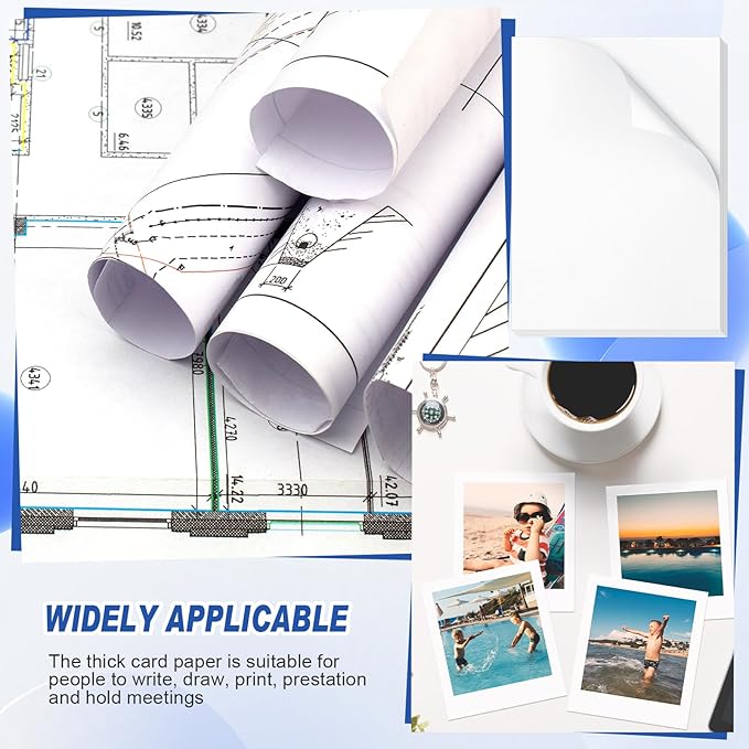 100 Pcs Printer Paper 11 x 17 Inch Copy Paper 52 lb Glossy Paper Heavy Weight Cardstock Tabloid Paper Heavy Card Stock for Presentation Laser Back to School Office Supplies(White)-DeskLoop Office