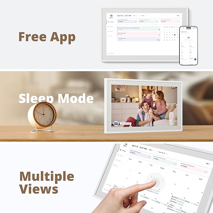 Dragon Touch 15.6" Digital Calendar Chore Chart – 1080P Full HD Interactive Touchscreen, Smart Family Planner, Hearth Display Digital Calendar Wall & Desk Mountable for Seamless Scheduling-DeskLoop Office