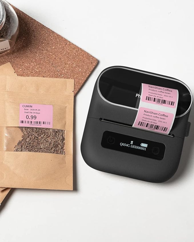 Phomemo Labels,Thermal Color Label,1.57'' x 1.18''Square Self-Adhesive Sticker Paper for Phomemo M110 M220 M221 M120 M108 M150 M250 M260 M160 M200 Printer, for Barcode,Name,Address (Pink/Blue/Khaki-DeskLoop Office