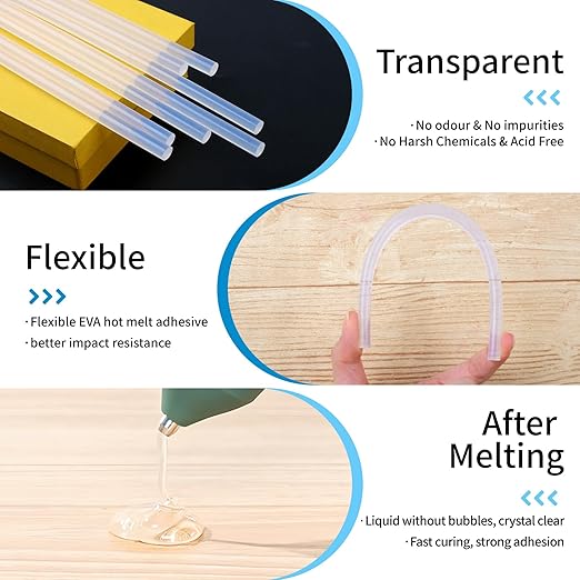 Phinus 48 Pack Mini Hot Glue Sticks, 8" Long x 0.27" Diameter Clear Glue Sticks for Glue Gun, EVA Clear Glue Gun Sticks, Hot Glue Gun Sticks for DIY Craft Sticky Projects & More-DeskLoop Office