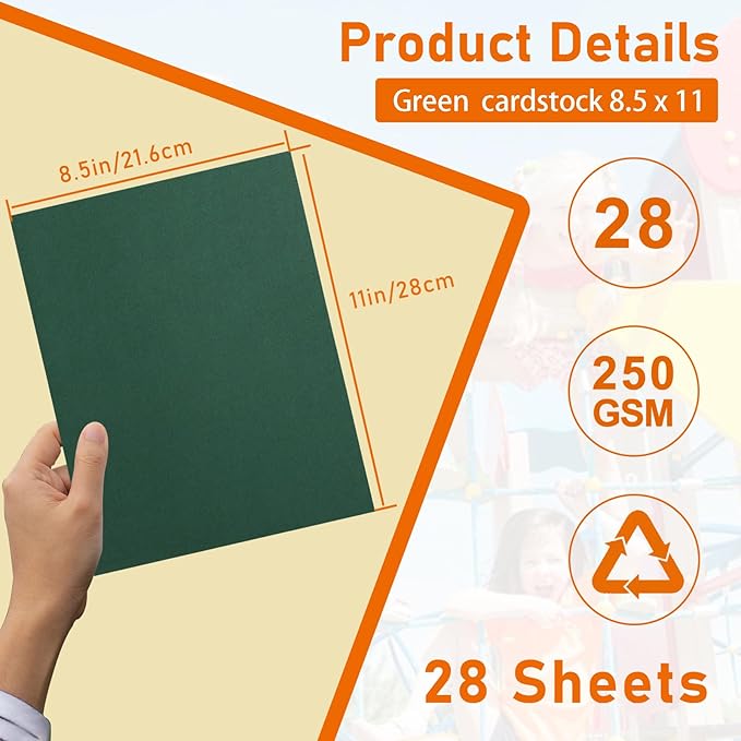 28 Sheets Dark Green Cardstock 8.5 x 11 Craft Paper, 92lb Premium Christmas Paper Card Stock for Wedding Invitations, School Crafting, Business Cards, Making Cards, Party-DeskLoop Office
