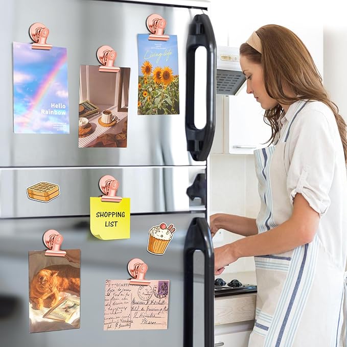 20 Pack Refrigerator Magnets Fridge Magnets, Rose Gold Magnetic Clips Whiteboard Magnets, Magnet Clips Heavy Duty for Photo Displays, Home, Office, Classroom-DeskLoop Office