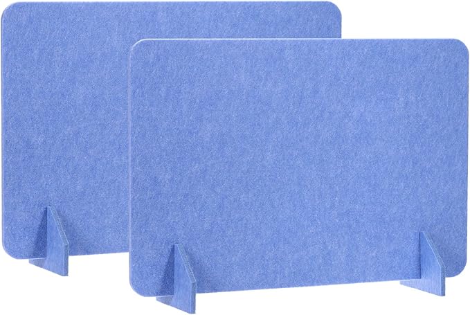PATIKIL Desk Divider, 2 Set 24 x 16 Inch Acoustic Freestanding Desk Divider Desk Privacy Panel with 4 Pcs Support Feet for Library Office Workstation, Blue-DeskLoop Office