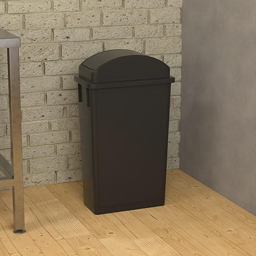 23 Gallon Black Slim Jim Trash Can with Swing Top Lid-DeskLoop Office
