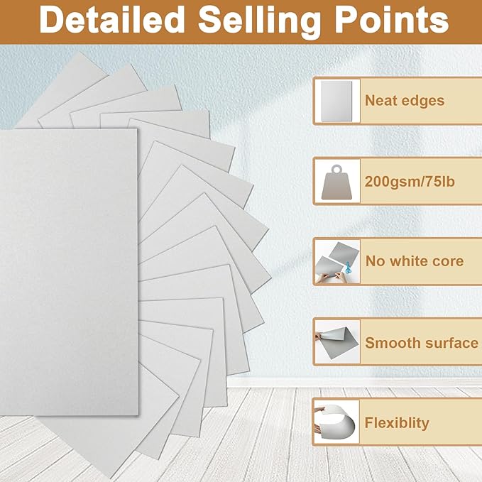 40 Sheets Grey Cardstock 8.5 x 11 Crafts Paper, 200gsm/75lb Premium Gray Card Stock Printer Paper for DIY Cards Making, Business Cards, Certificates, Wedding Invitations, School, Menus-DeskLoop Office