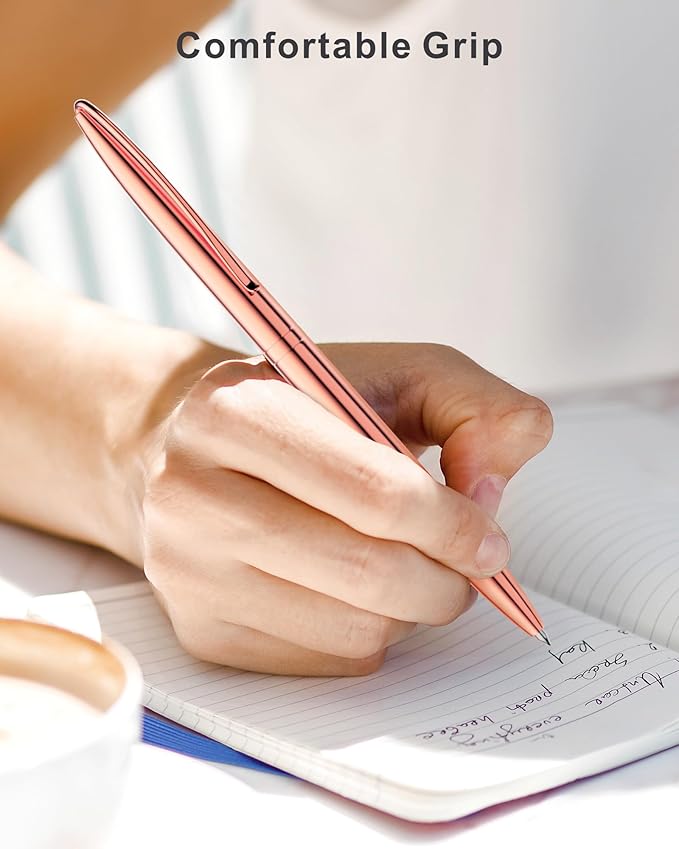 Cambond Ballpoint Pens, Guest Pen Stainless Steel Nice Pens for Guest Book Uniform Christmas Gift - Black Ink (1.0mm Medium Point), 3 Pens with 6 Extra Refills (Rose Gold),3 Count (Pack of 1)-DeskLoop Office