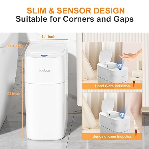 MOPALL Automatic Motion Sensor Bathroom Trash Can with Lid, 3 Gal Touchless Trash Can Auto-Adsorption Garbage Can, Slim Smart Trash Bin Waterproof Waste Basket for Bedroom, Kitchen, Office, Toilet, RV-DeskLoop Office