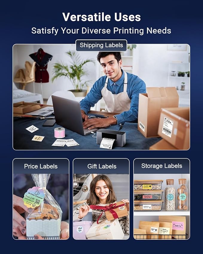 Bluetooth Thermal Shipping Label Printer 4x6, Wireless Shipping Label Printer for Small Business, Desktop Label Printers for Shipping Packages, Compatible with Amazon, Ebay, Shopify, Etsy, USPS-DeskLoop Office