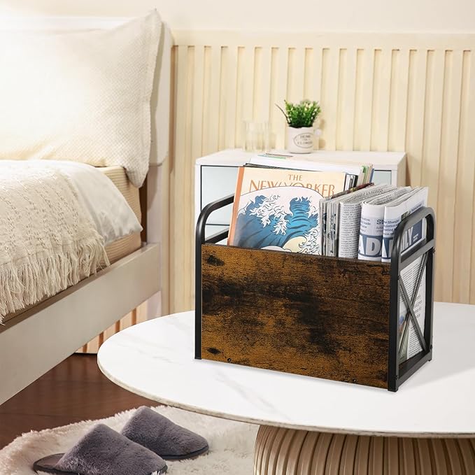 YINMIT Magazine Holder, Magazine Rack Floor, Magazine Storage Basket, Folder Organizer Bin for Books, Newspapers, Tablets-DeskLoop Office