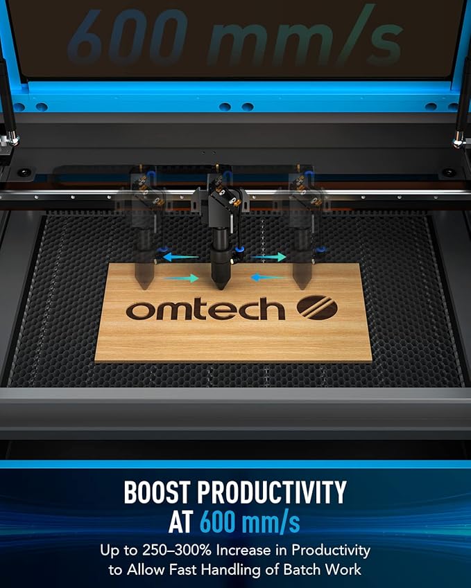 OMTech 60W CO2 Laser Engraver with LightBurn and Water Chiller, 16"x24" Laser Engraving Cutting Machine with Air Assist 2 Way Pass Digital Controls, Commercial Laser Cutter-DeskLoop Office