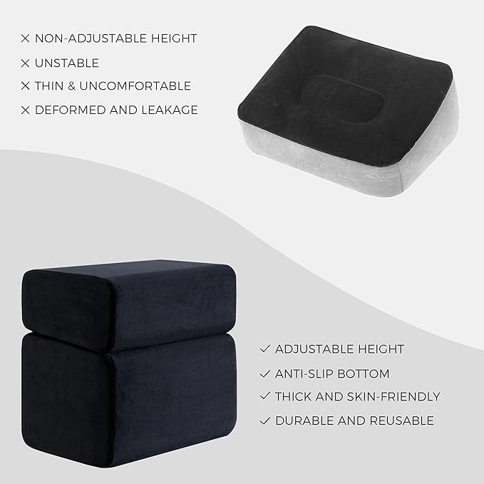 Ganondorf Foot Rest for Under Desk at Work Adjustable Foot Rest Under Desk Ergonomic Foot Stools for Under Office Desk Leg Pillow for Underdesk Footrest with Washable Cover, Black-DeskLoop Office