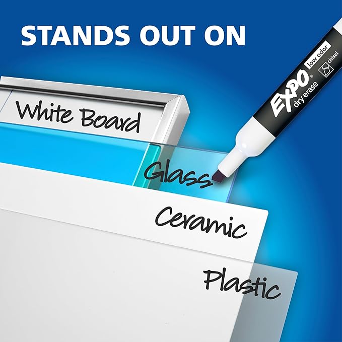 EXPO Dry Erase Markers, Low Odor Ink, Assorted Fashion Colors, Chisel Tip, 40 Count-DeskLoop Office