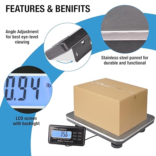 SurmountWay Shipping Scale 660lbs LCD Digital Platform Heavy Duty Portable Stainless Platform for Postal Shipping Scale Industrial Floor Scale W/ 14"X 12"-DeskLoop Office