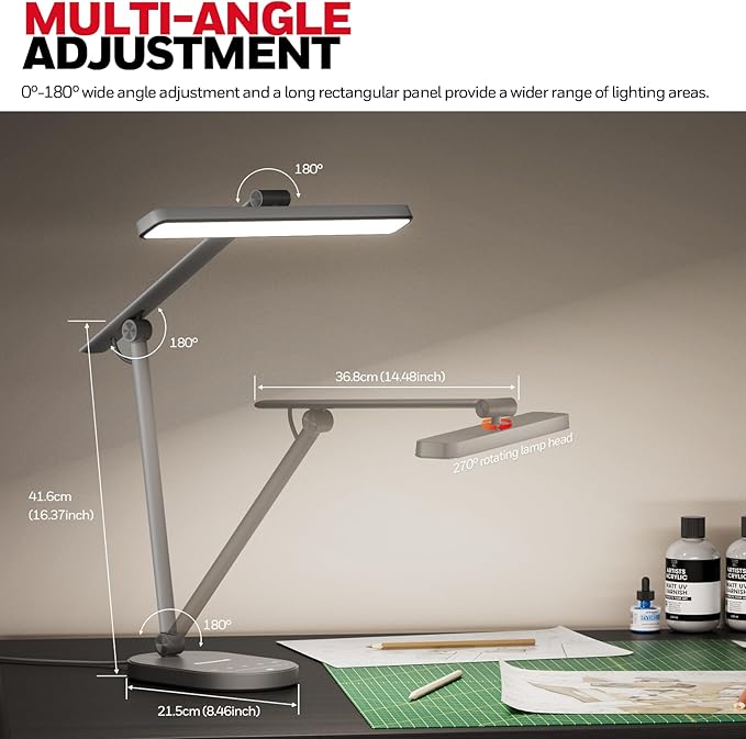 Honeywell Desk Lamp for Home Office, H4 Sunturalux™ Eye-Caring LED Desk Light, 700LM Dimmable Desk Lamp with Timer, Adjustable Desk Reading Light, Touch Auto Dimming Table Lamp for Study, Bedroom-DeskLoop Office