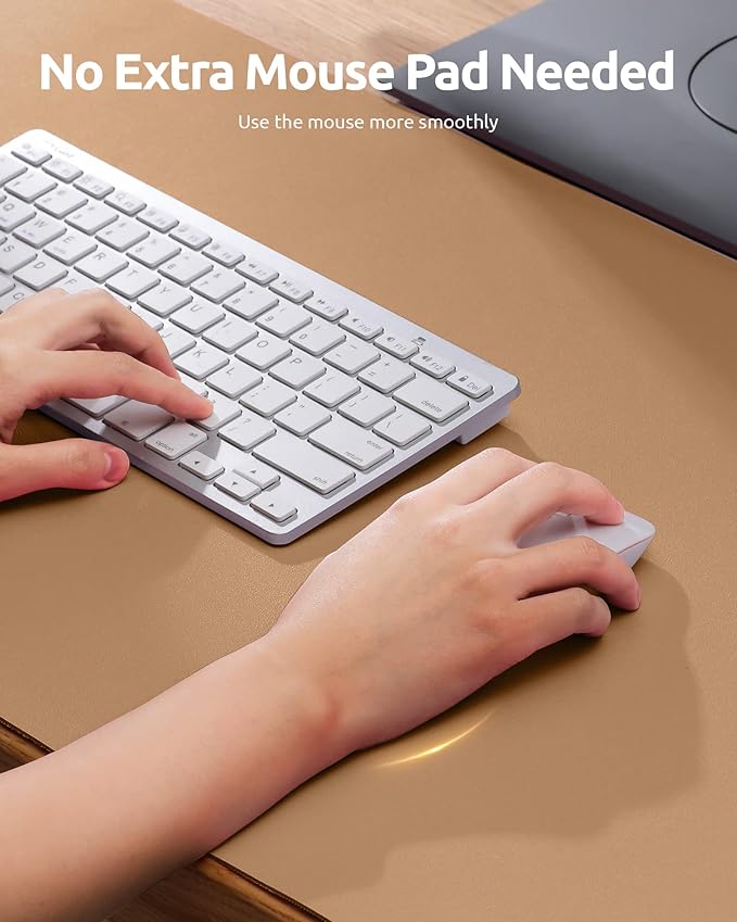 YSAGi Leather Desk Protector, Office Mat, Large Mouse Mat, Non-Slip PU Leather Blotter, Laptop Desk Mat, Waterproof Writing Pad for Office and Home (Khaki, 31.5" x 15.8")-DeskLoop Office