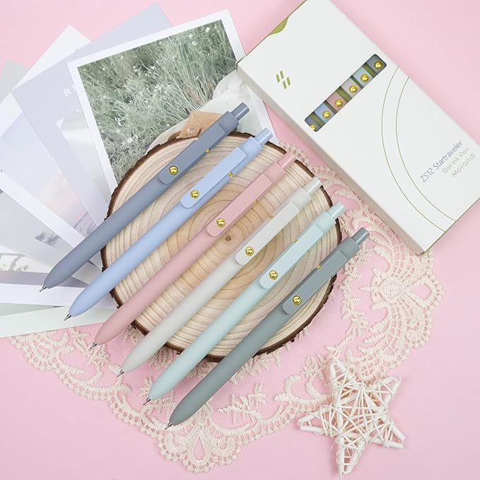 Gel Pens, 6 pcs 0.5mm Black Ink Pens Gold Morandi Barrel Fine Point Smooth Writing Pens Quick Dry Pen for School Office Supplies, Gifts for Girls Women-DeskLoop Office