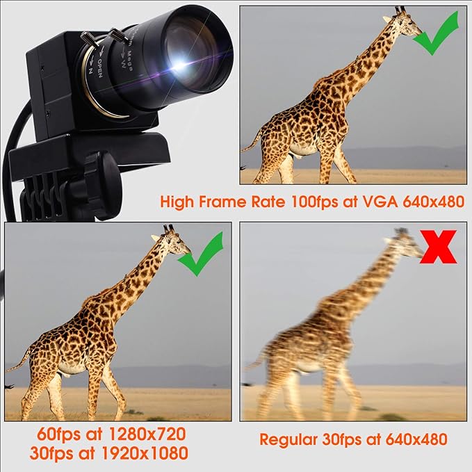 SVPRO 2MP USB Web Camera - 5-50mm 10X Optical Zoom Lens, CS Mount, 1080P HD CMOS, 100fps/60fps, UVC Mini Cam OTG, Drive Free PC Webcam-DeskLoop Office