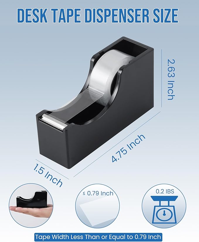 Lichamp Bulk Tape Dispenser with Refill Rolls, 120pc Clear Tape Rolls with 10pc Desk Dispenser for Office and School, 3/4 x 1000 Inches-DeskLoop Office