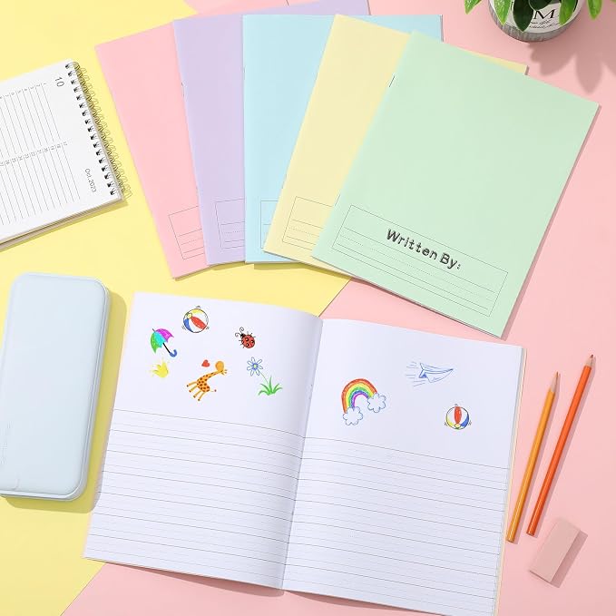 Henoyso 6 Pcs 9.8″ X 7.5″ Primary Composition Notebook K-2 Primary Journal - Image 6